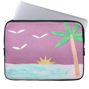 Computer Sleeve with a Palm and Ocean Scene