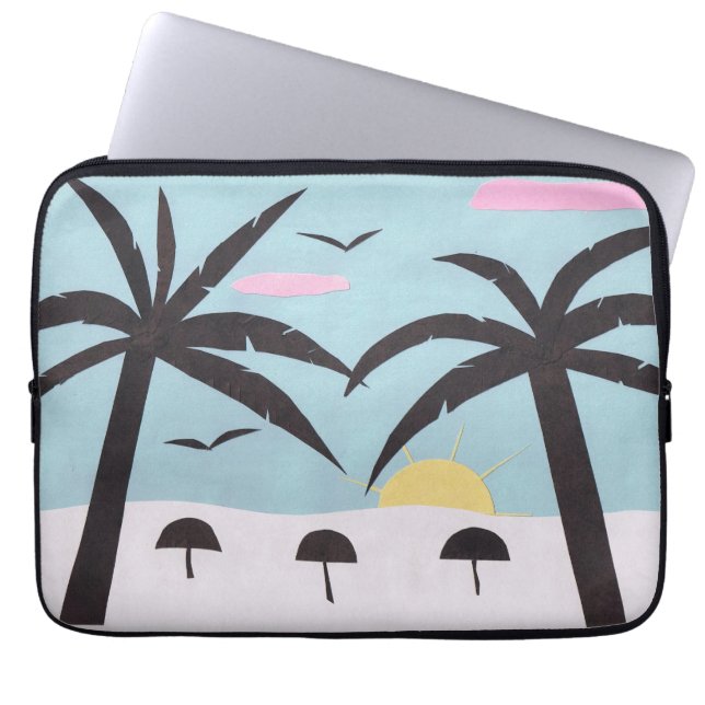 Computer Sleeve with Sunset Beach Scene (Front)