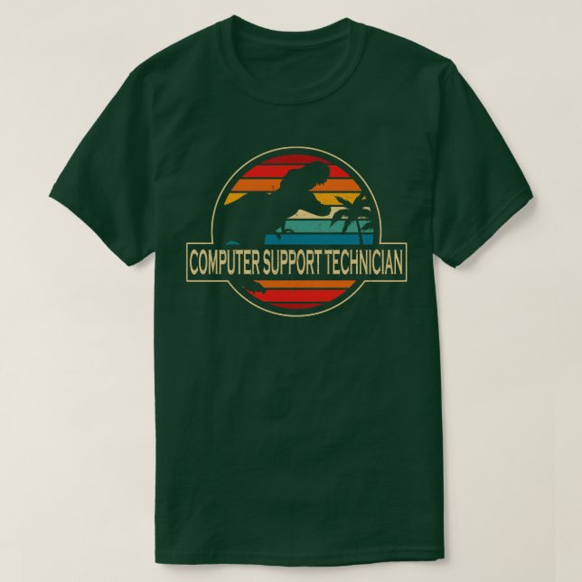 Computer Support Technician Dinosaur T-Shirt (Design Front)