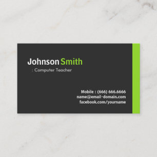 Computer Teacher - Modern Minimalist Green Business Card