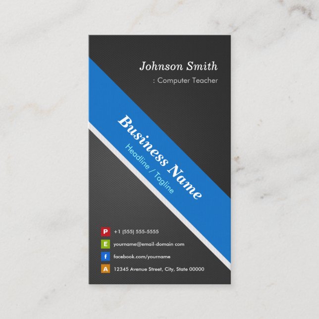 Computer Teacher - Premium Double Sided Business Card (Front)