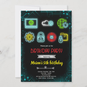 Computer Tech Birthday party invite