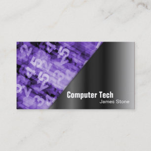 Computer Tech Business Card Black & Purple Numbers
