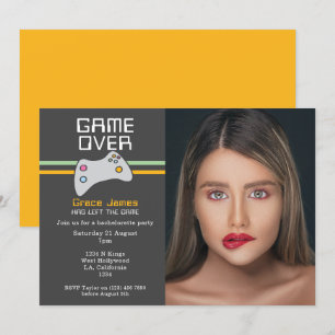 Computer Video Game Over Bachelorette Party Invitation