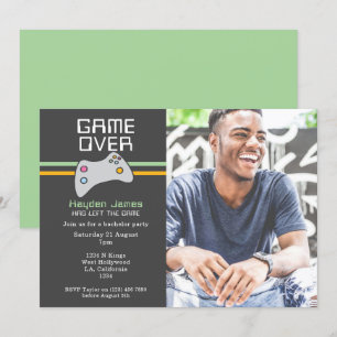 Computer Video Game Over Batchelor Party Invitation