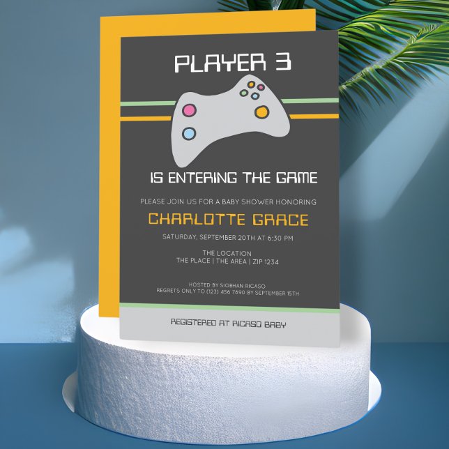 Computer Video Game Player Has Entered Baby Shower Invitation (Creator Uploaded)