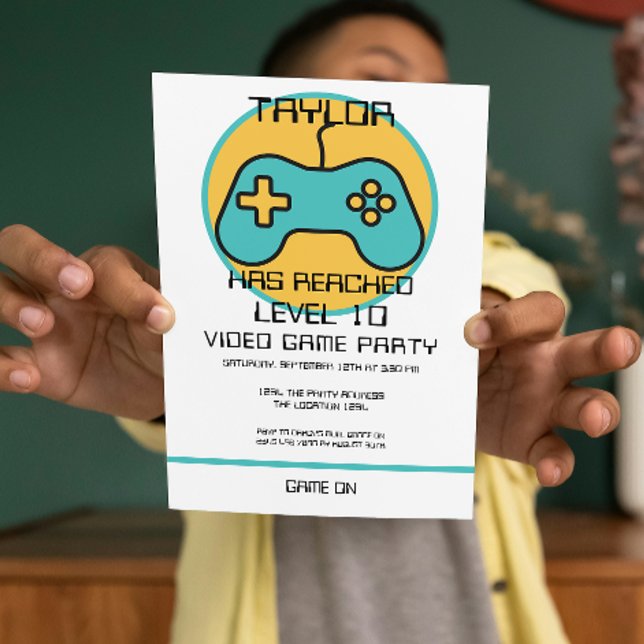 Computer Video Game Player Levelling Up Birthday Invitation (Computer Video Game Player Leveling Up Birthday Invitation
by Ricaso Reached a new level / age gamer)
