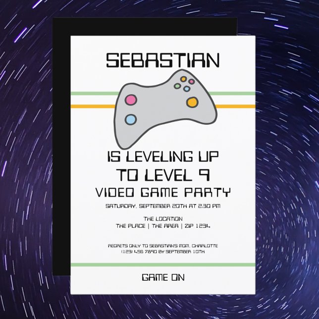 Computer Video Game Player Levelling Up Birthday Invitation (Gamer birthday party invitations from Ricaso 
Personalized levelling up invite. )