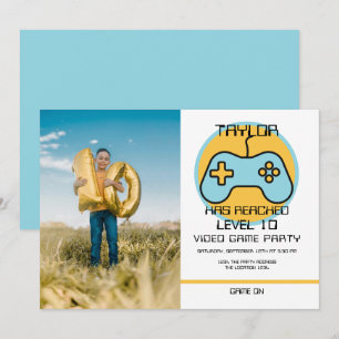 Computer Video Game Player Levelling Up Birthday Invitation