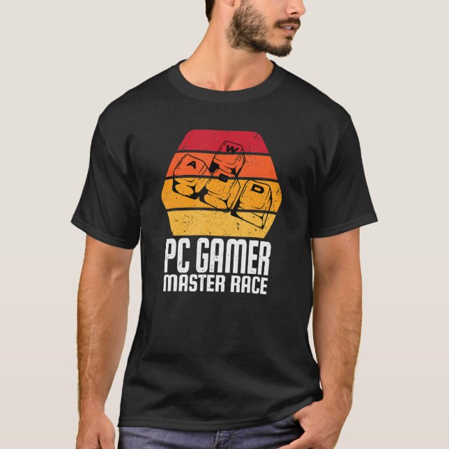 Computer Video Games Wasd Pc Gamer Funny Master Ra T-Shirt (Front)
