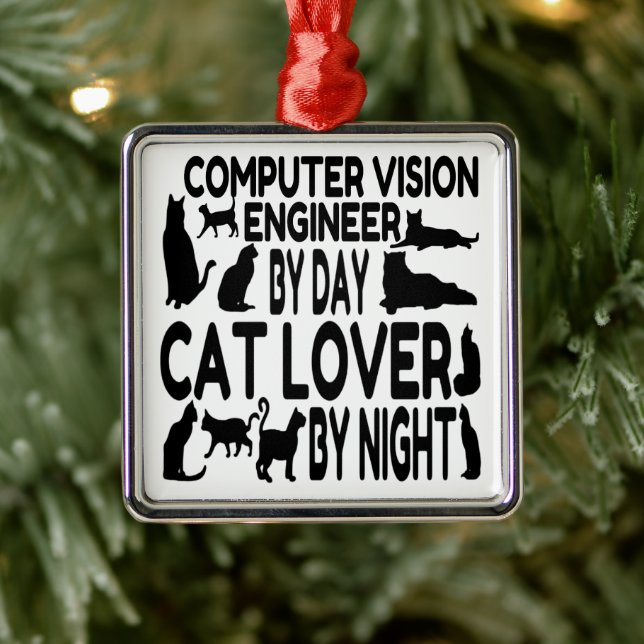 Computer Vision Engineer Loves Cats Metal Tree Decoration (Tree)