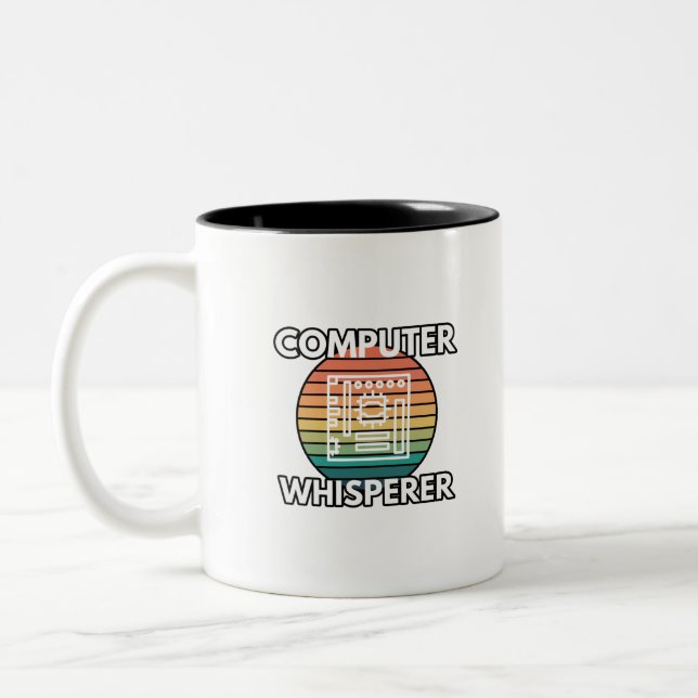 Computer Whisperer Coding IT Humor Two-Tone Coffee Mug (Left)