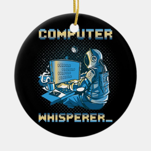 Computer Whisperer Programmer Binary Coding Ceramic Tree Decoration (Front)