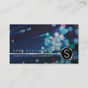 ComputerProgrammer IT Colourful FibreOptic Monogra Business Card