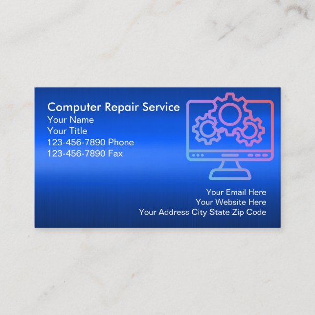 Computers Repair Service Professional  Business Card (Front)