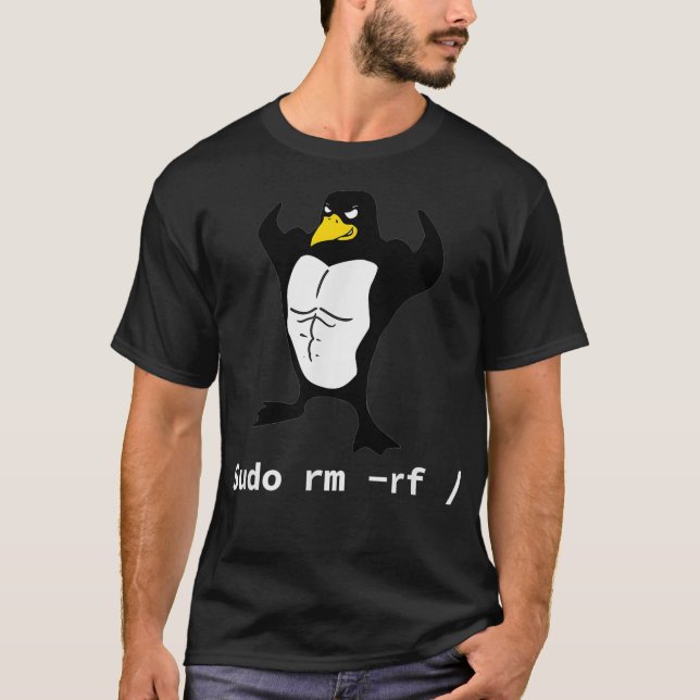 Computers  Sudo rm rf Tu Linu Penguin T-Shirt (Front)