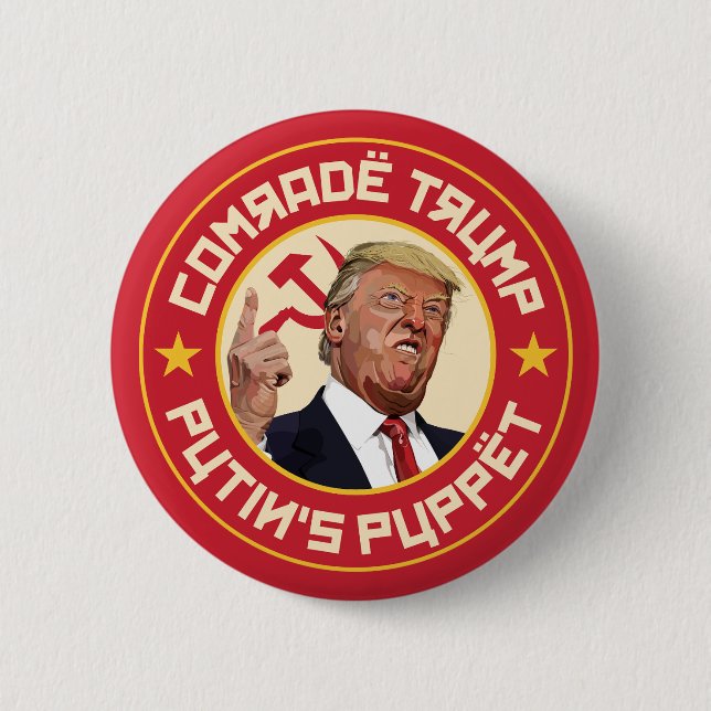 Comrade Trump: Putin's Puppet- Soviet Illustration 6 Cm Round Badge (Front)