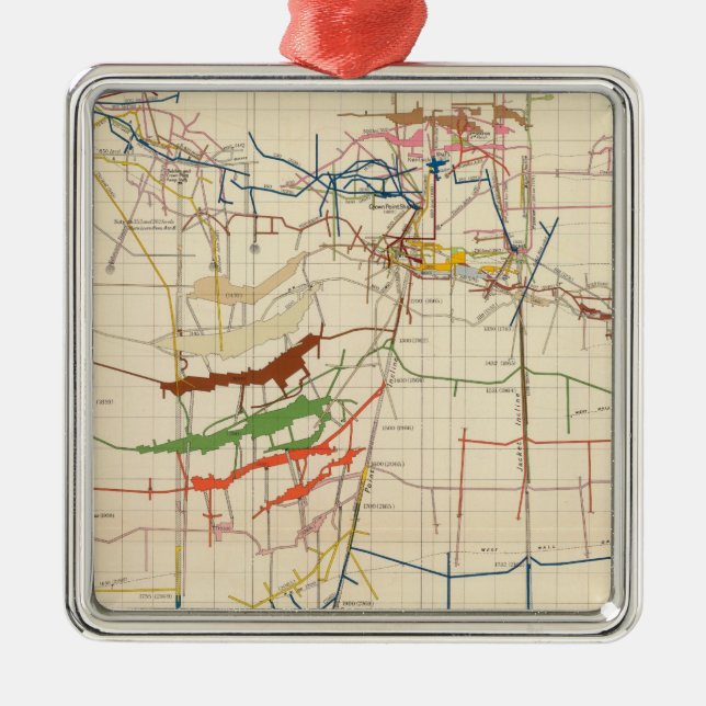Comstock Mine Maps Number VI Metal Tree Decoration (Front)