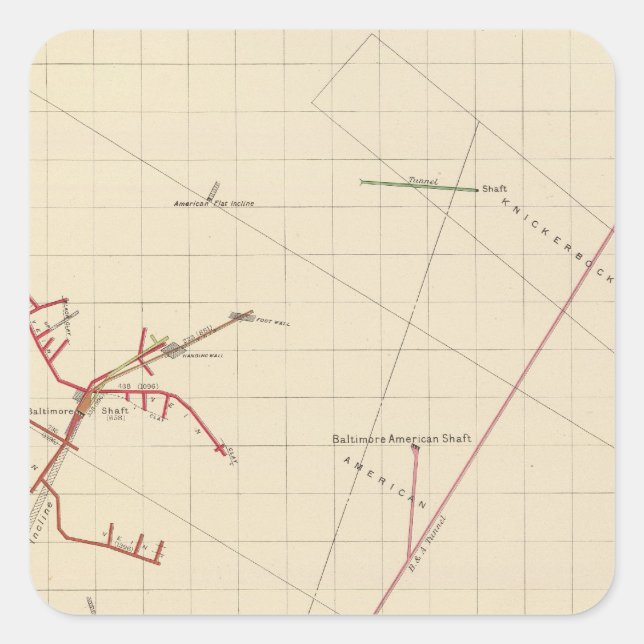 Comstock Mine Maps Number VIX Square Sticker (Front)