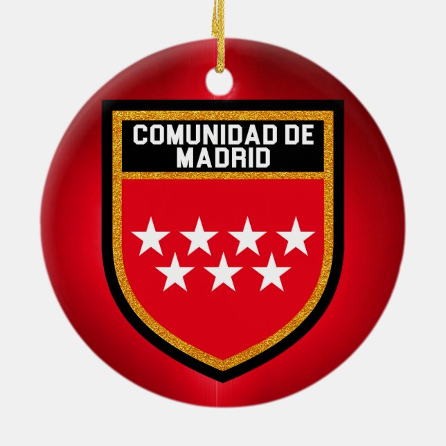 Comunidad de Madrid Flag Ceramic Tree Decoration (Back)