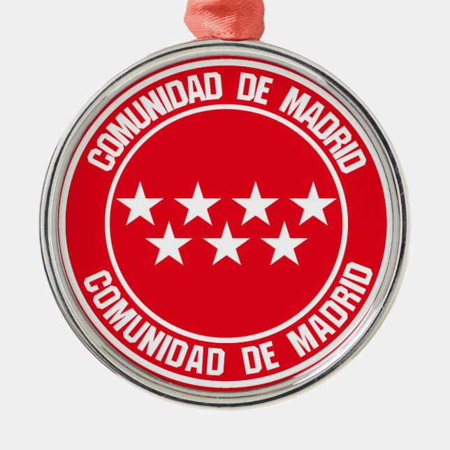 Comunidad de Madrid Round Emblem Metal Tree Decoration (Front)