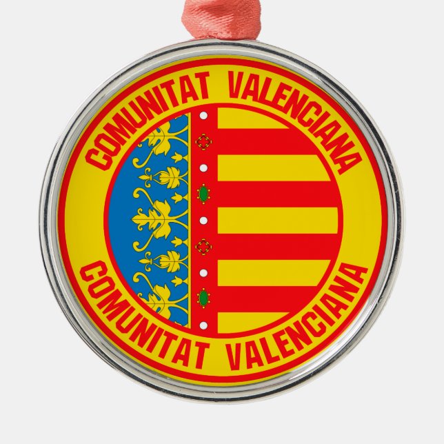 Comunitat Valenciana Round Emblem Metal Tree Decoration (Front)