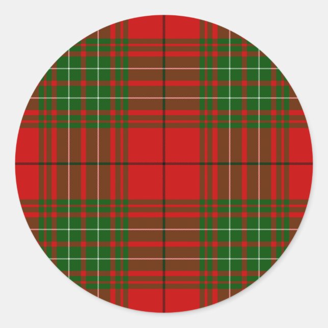Comyn tartan red green plaid classic round sticker (Front)
