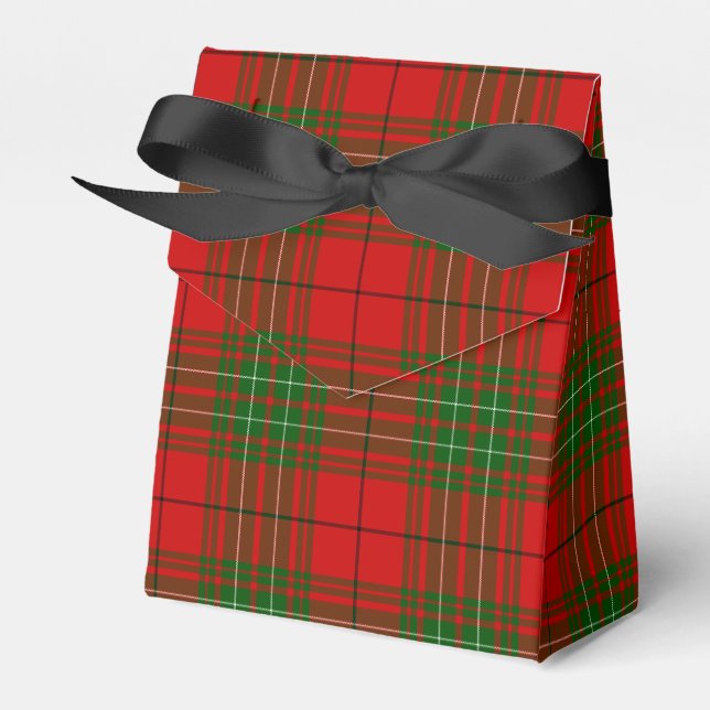 Comyn tartan red green plaid favour box (Front Side)