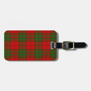 Comyn tartan red green plaid luggage tag