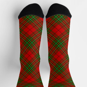 Comyn tartan red green plaid socks