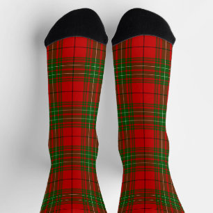 Comyn tartan red green plaid socks