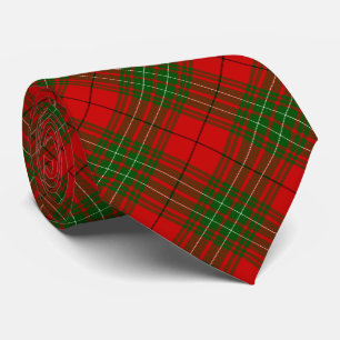 Comyn tartan red green plaid tie