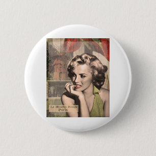 CON13CRBWRD-V4 The Thinker Red Lips.tif 6 Cm Round Badge