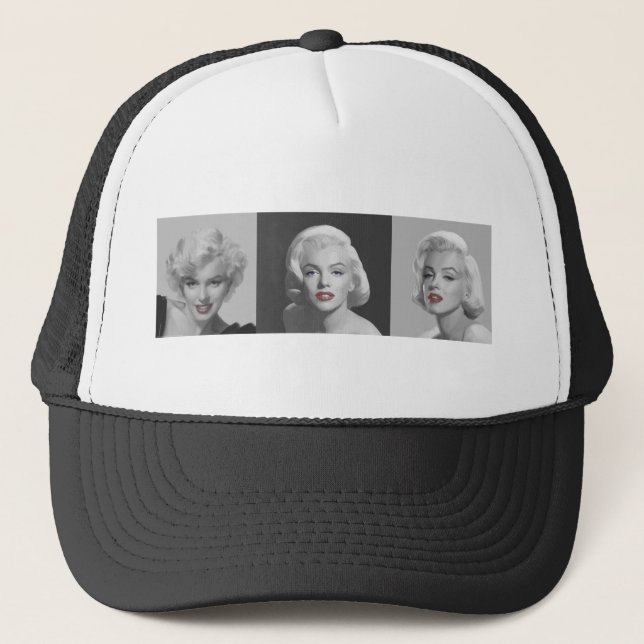 CON18BWRD Marilyn Trio Red Lips Blue Eyes.tif Trucker Hat (Front)