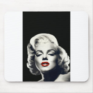 CON24BW-V4 Red Lips Marilyn IN BLACK.tif Mouse Mat