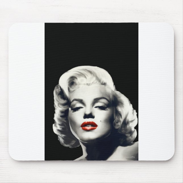 CON24BW-V4 Red Lips Marilyn IN BLACK.tif Mouse Mat (Front)