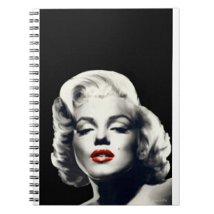 CON24BW-V4 Red Lips Marilyn IN BLACK.tif Notebook