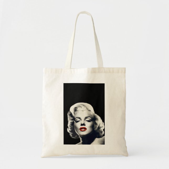 CON24BW-V4 Red Lips Marilyn IN BLACK.tif Tote Bag (Front)