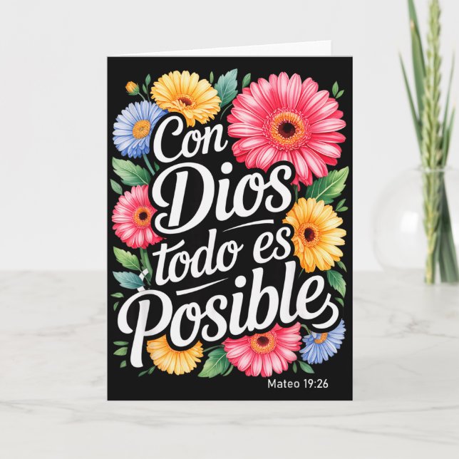 Con Dios Todo Es Posible Shirt Christian Spanish F Card (Front)