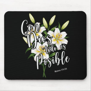 Con Dios Todo Es Posible Shirt Christian Spanish F Mouse Mat