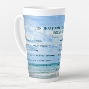 Con Dios Todo Posible Blue Sky Conquista Metas Latte Mug