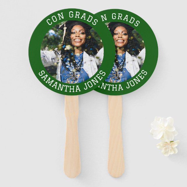 Con Grads simple Graduate photo modern Graduation Hand Fan (Front and Back)