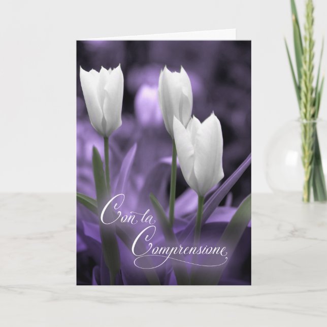 Con la Comprensione Italian Sympathy Tulips Card (Front)