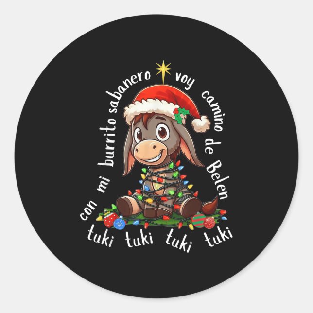 Con Mi Burrito Sabanero Mexican Tuki Tuki Latino X Classic Round Sticker (Front)