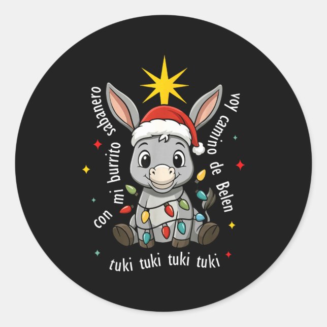 Con Mi Burrito Sabanero Mexican Tuki Tuki Latino X Classic Round Sticker (Front)