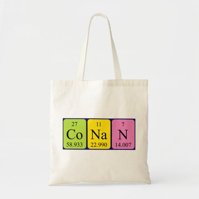 Conan periodic table name tote bag (Front)