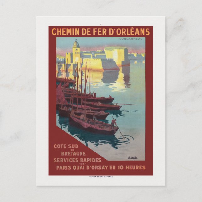 Concarneau France Vintage Poster 1919 Postcard (Front)