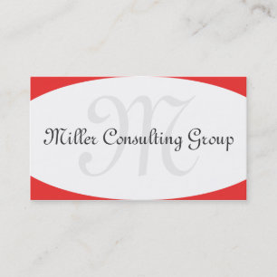 Concave Monogram Red Business Cards