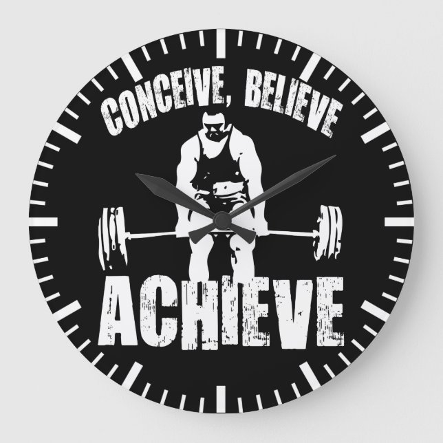 Conceive, Believe, Achieve - Workout Motivational Large Clock (Front)