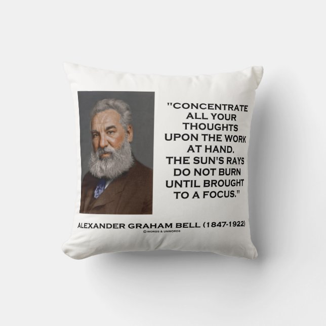 Concentrate All Your Thoughts Upon Work Bell Quote Cushion (Front)